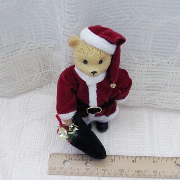 Vintage Bear Figure With Red Santa Jacket and Bag of Toys, Christmas Decoration - Picture 6 of 7